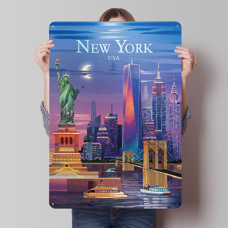 Retro Gaming York - New York City Skyline Tin Poster