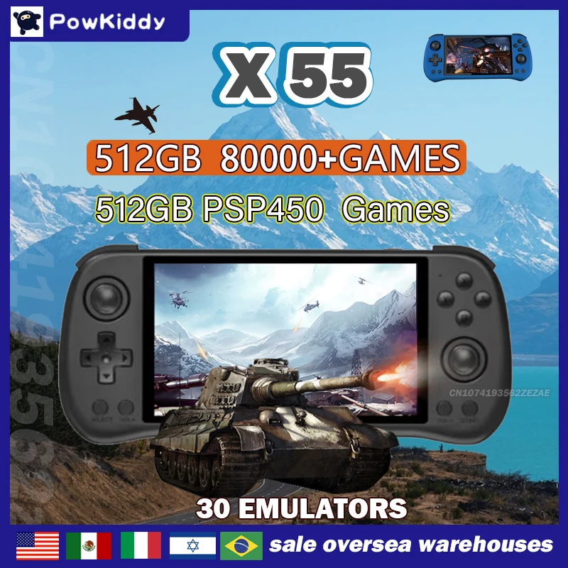 Retro Gaming Arcade Console - 80000Games 512G POWKIDDY X55 5.5INCH IPS