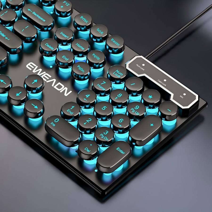 Retro Gaming Realm - EWEADN Typewriter Gaming Keyboard, 104 Keys,