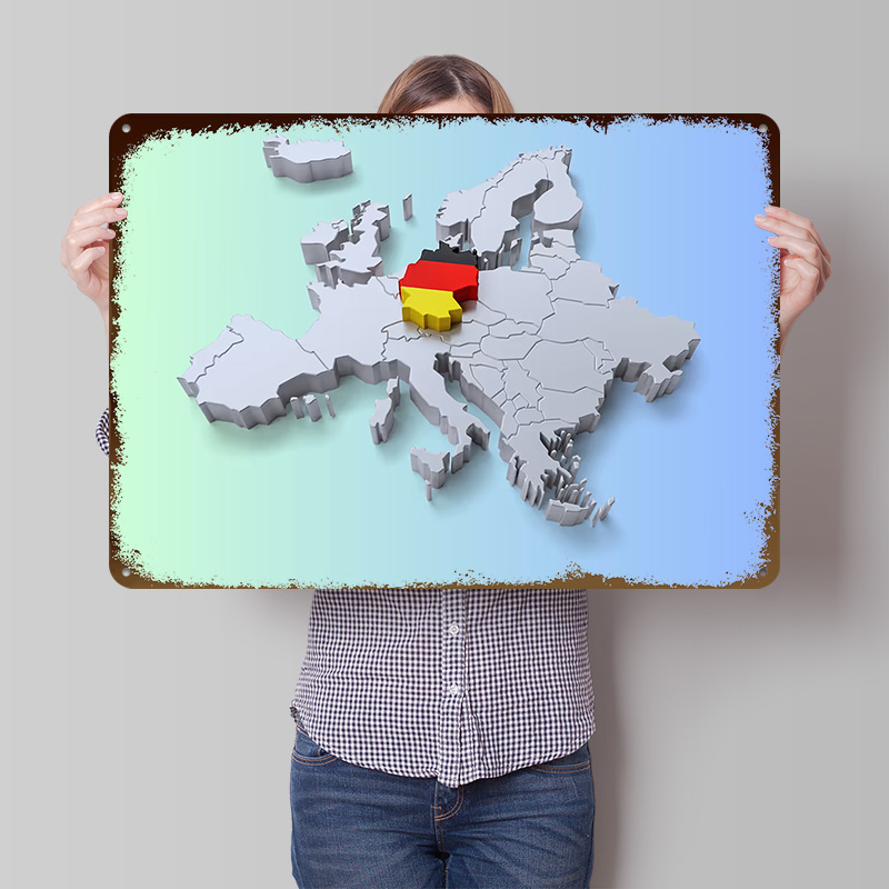Retro Gaming On - Germany on Europe Map Metal Poster