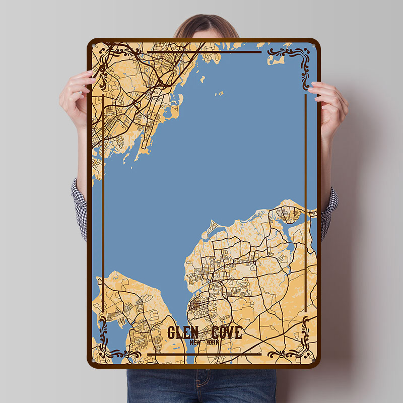 Glen Cove New York Map Tinplat - đánh giá và giá Retro Gaming York