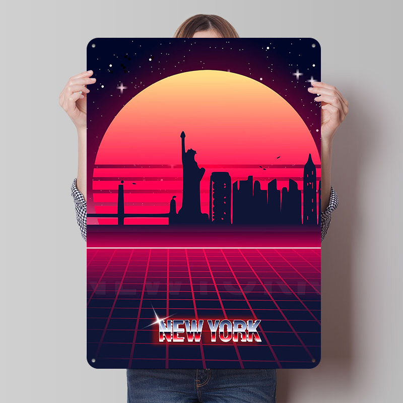 New York Skyline Metal Poster  - đánh giá và giá Retro Gaming York